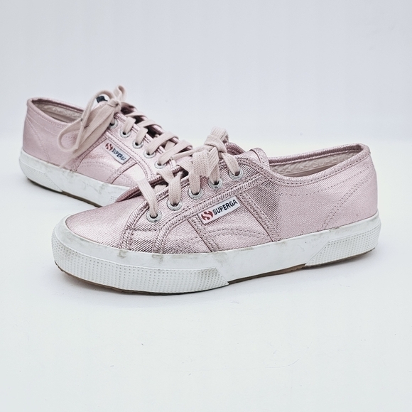 Superga Women's Metallic Pink Cotmetu Lace-Up Low Top Fashion Sneakers Size 5 - Picture 3 of 11